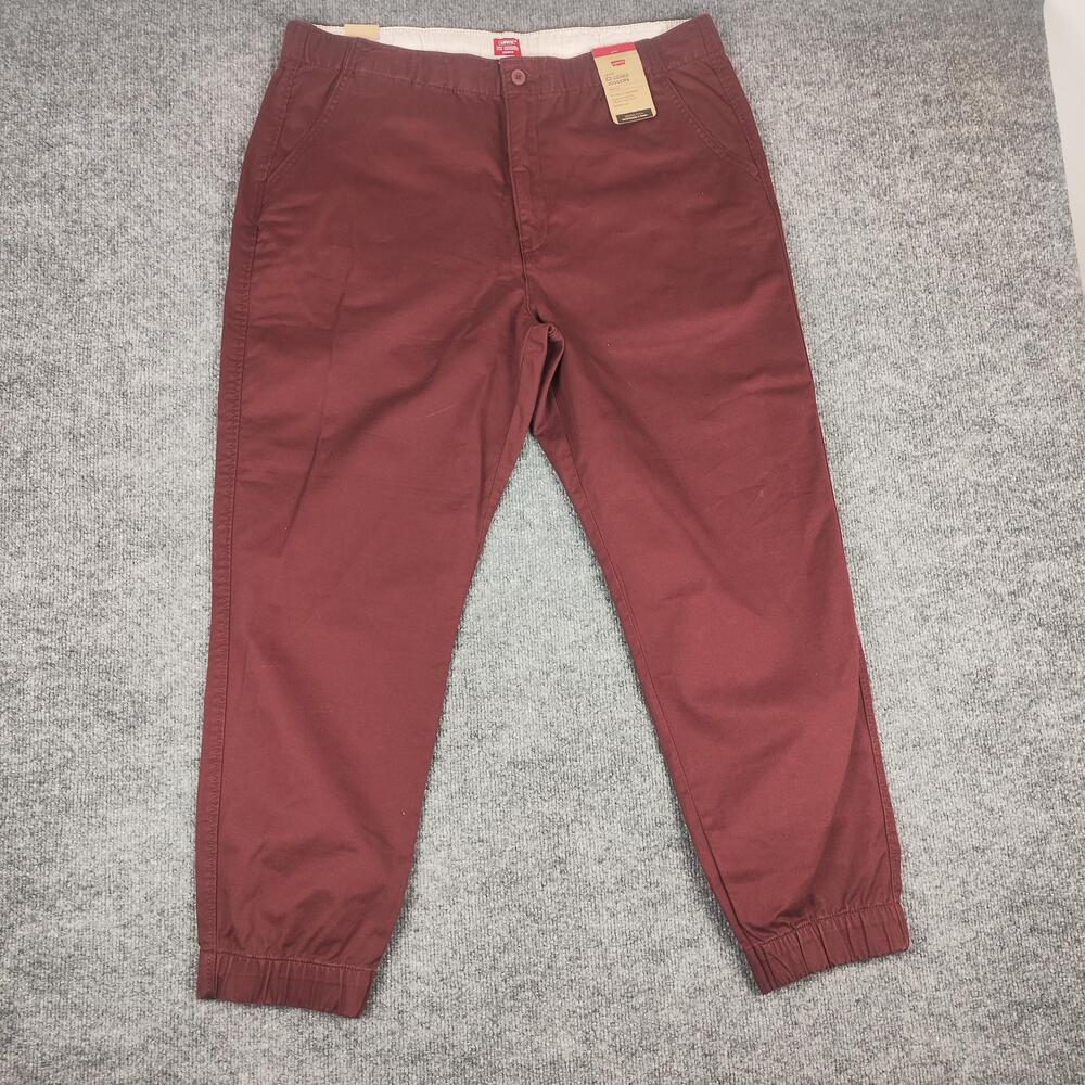 Levis XX Chino Joggers Pants Mens 38x28 Red Stretch Tapered Elastic Cuff Casual